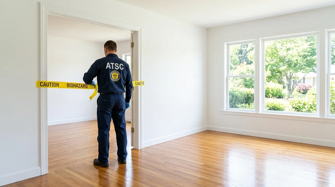 Certified biohazard cleanup crew performing Decomposition Cleanup in Sewell